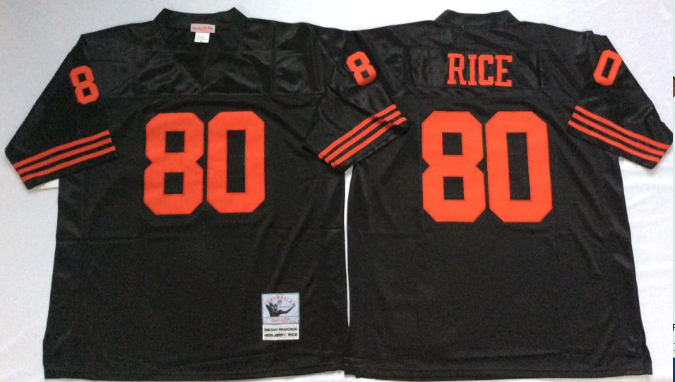 Men NFL San Francisco 49ers 80 Rice black Mitchell Ness jersey